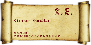 Kirrer Renáta névjegykártya
