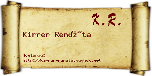 Kirrer Renáta névjegykártya